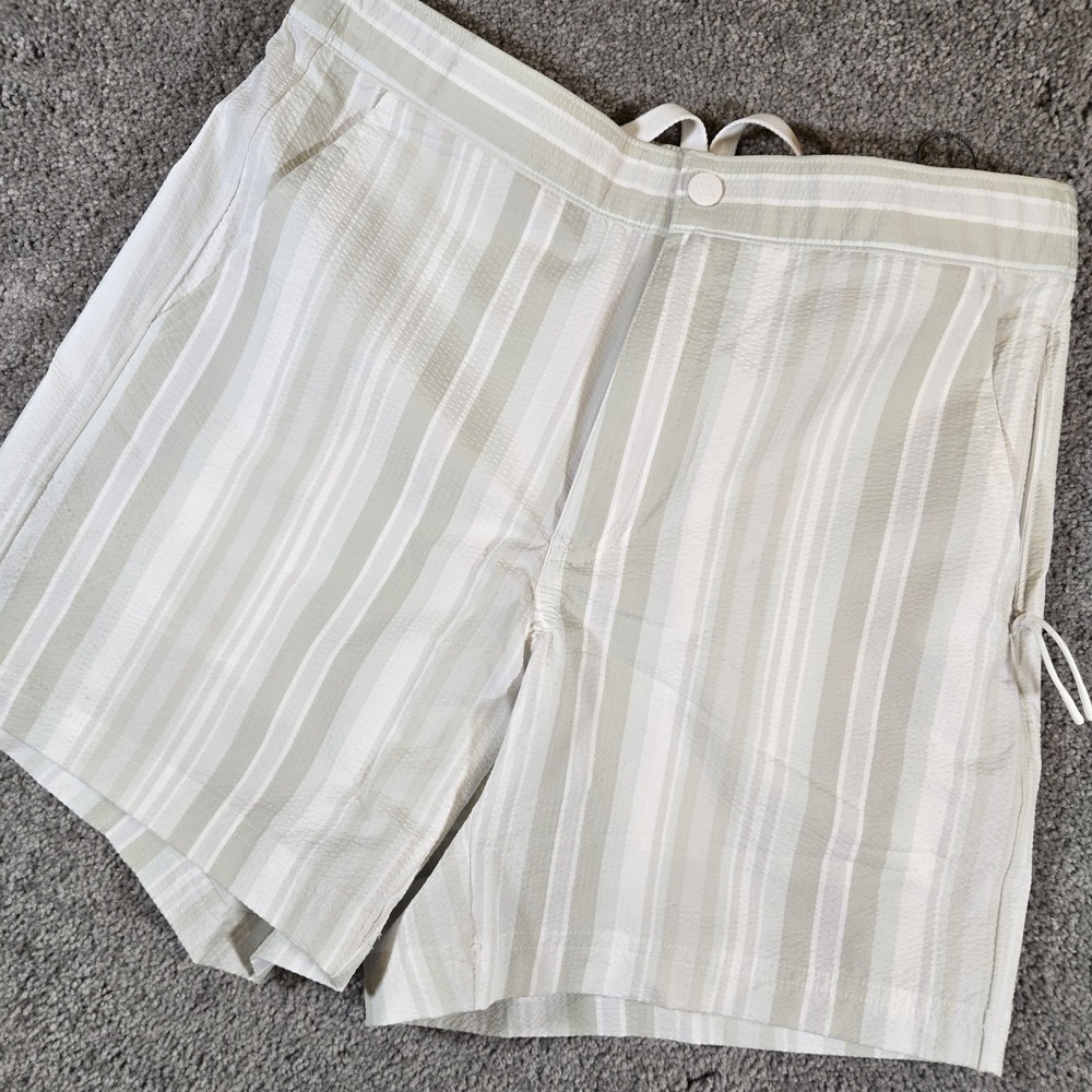 VRST 6″ Lined Resort Shorts Men's White Easy Stripe Small New